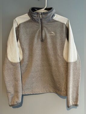 L.L. Beans Boys Size Medium 5-6 Quarterzip Sweatshirt Gray Lightweight